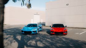 Pair of C8 Corvettes we did window tint on in December, the red and blue C8's have to be some of the nicest cars around!